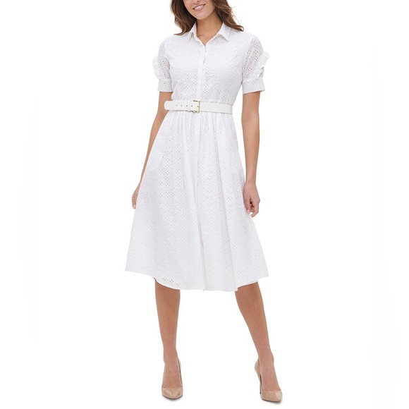Tommy Hilfiger Dresses & Skirts - TOMMY HILFIGER Women’s 100% Cotton Eyelet White Shirt Dress Size 10